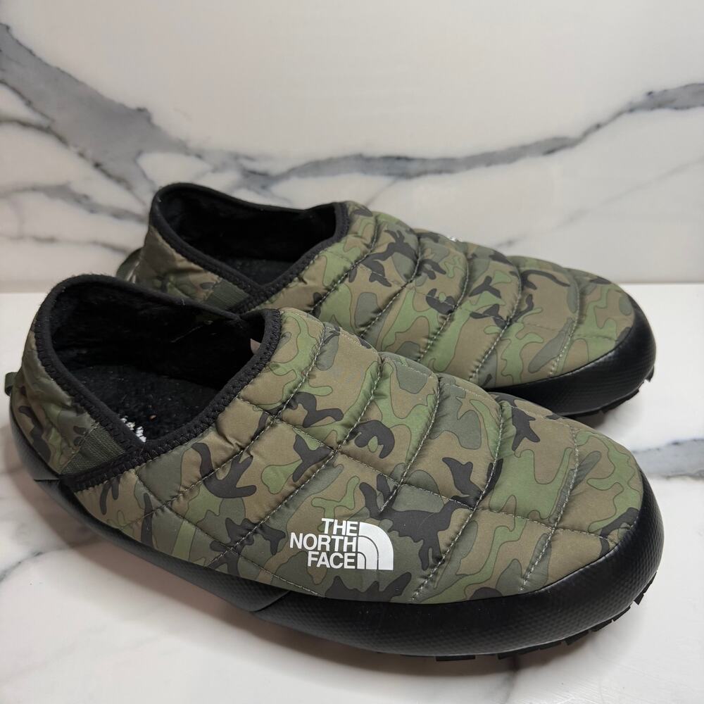 The North Face Men Green Camo ThermoBall Traction Mule V Slippers Sz 13 Outdoors
